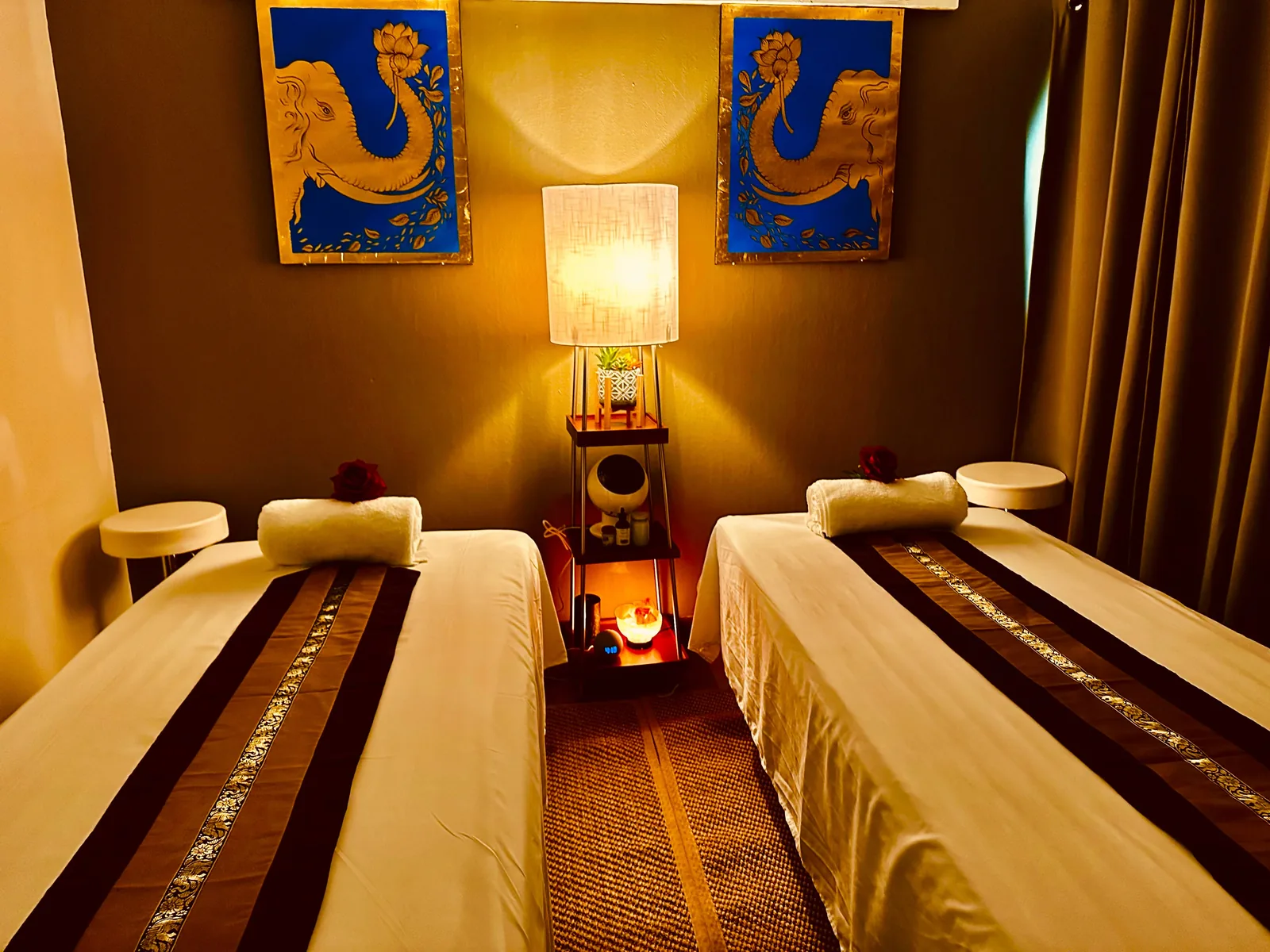 Couples massage room setup at Thai Herb Massage