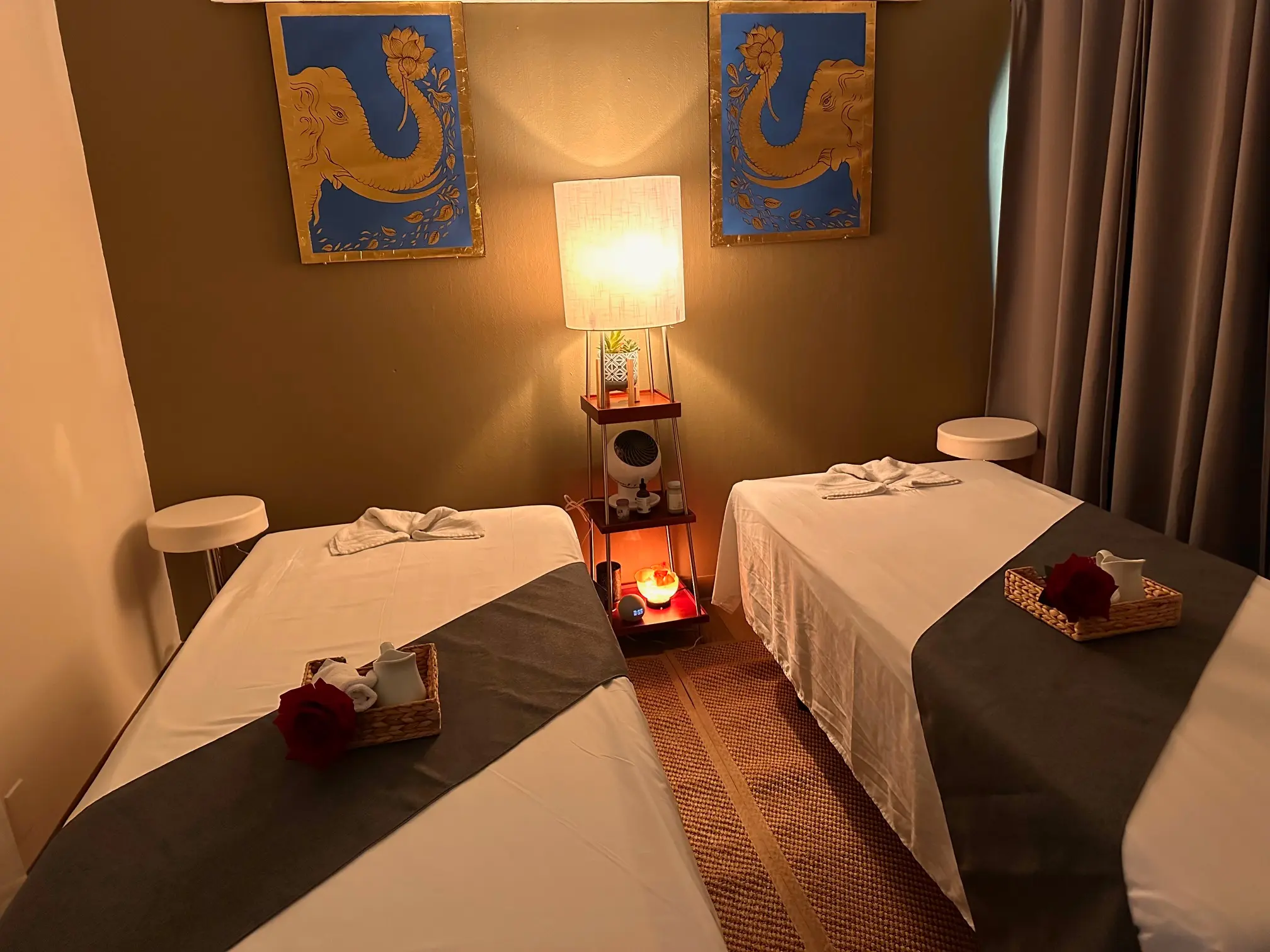 Couples massage room setup at Thai Herb Massage